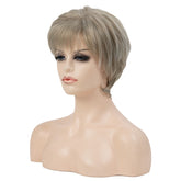 6'' Pixie Cut Ash Blonde Straight Fringe Wig for Seniors